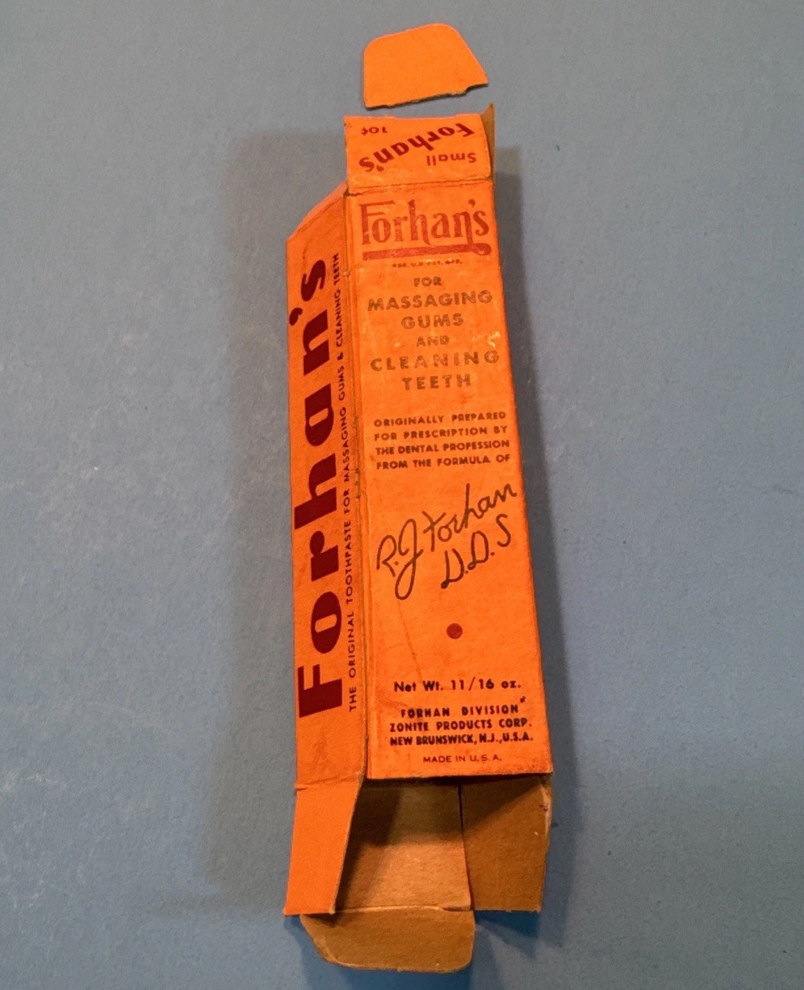 Vintage 1940’s Forhan’s Toothpaste Small 10 cent BOX ONLY