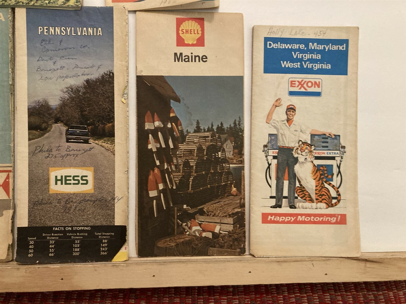 1960s 1970’s New Jersey Pennsylvania Maine Delaware Maps Exxon Hess Atlantic Vtg