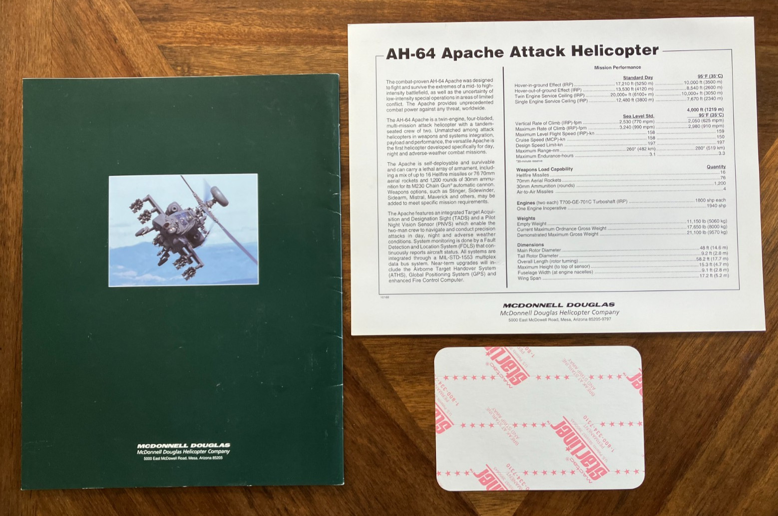 McDonnell Douglas Apache AH-64D Helicopter – Picture – Brochure -Sticker