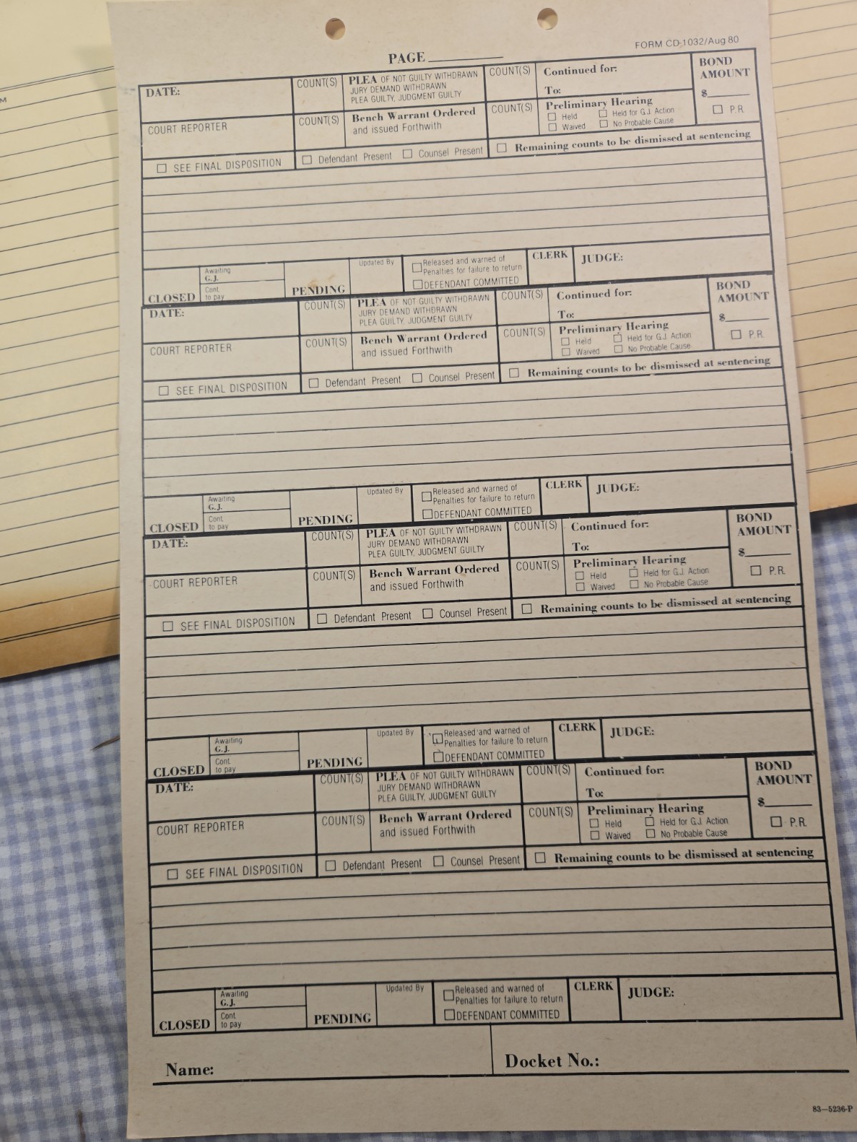 Vintage 1980s DC Superior Court Civil Action File Folders Court Forms Lot