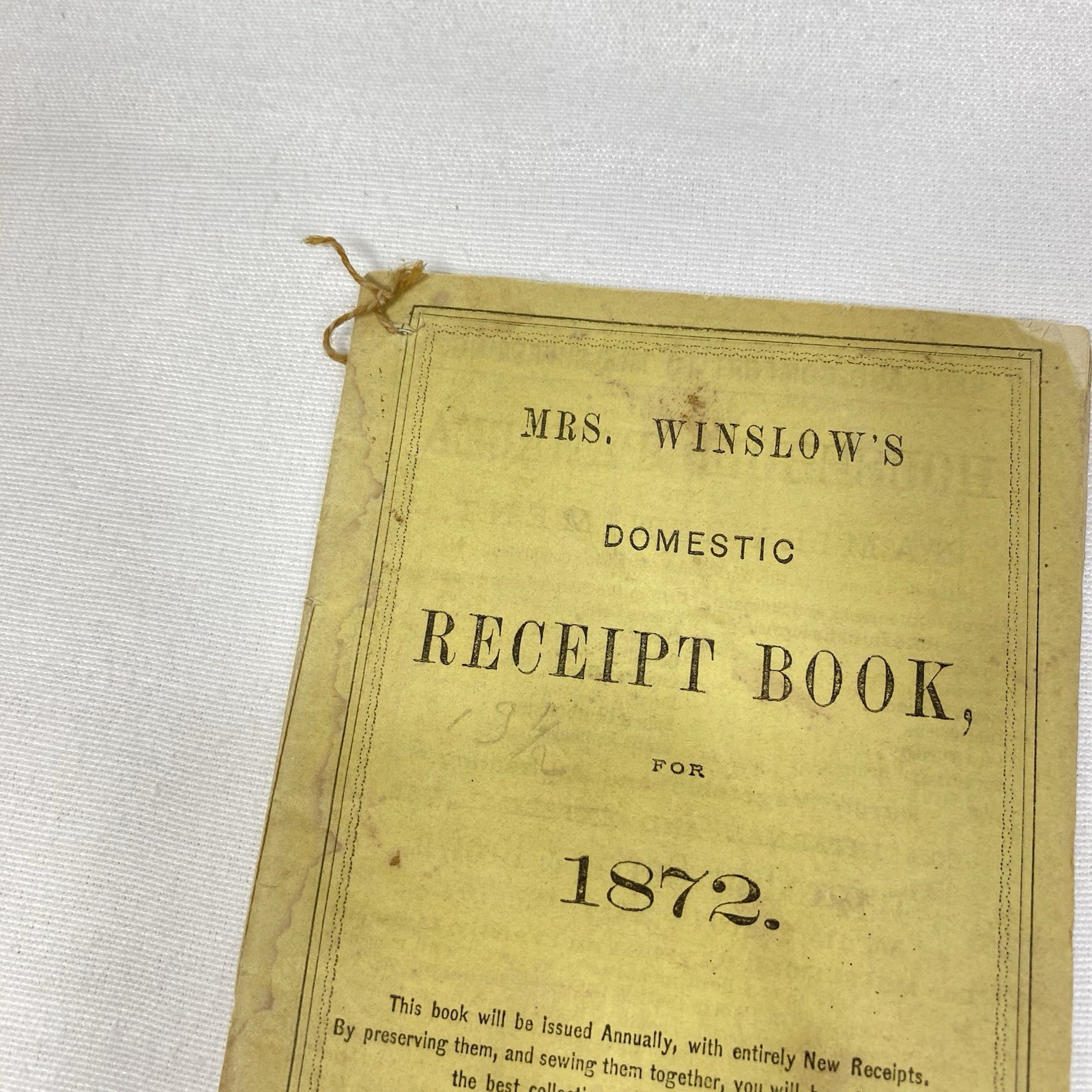 Lot of 2 Mrs Winslow’s Receipt Books 1872, 1877 Brown’s Bronchial Troches
