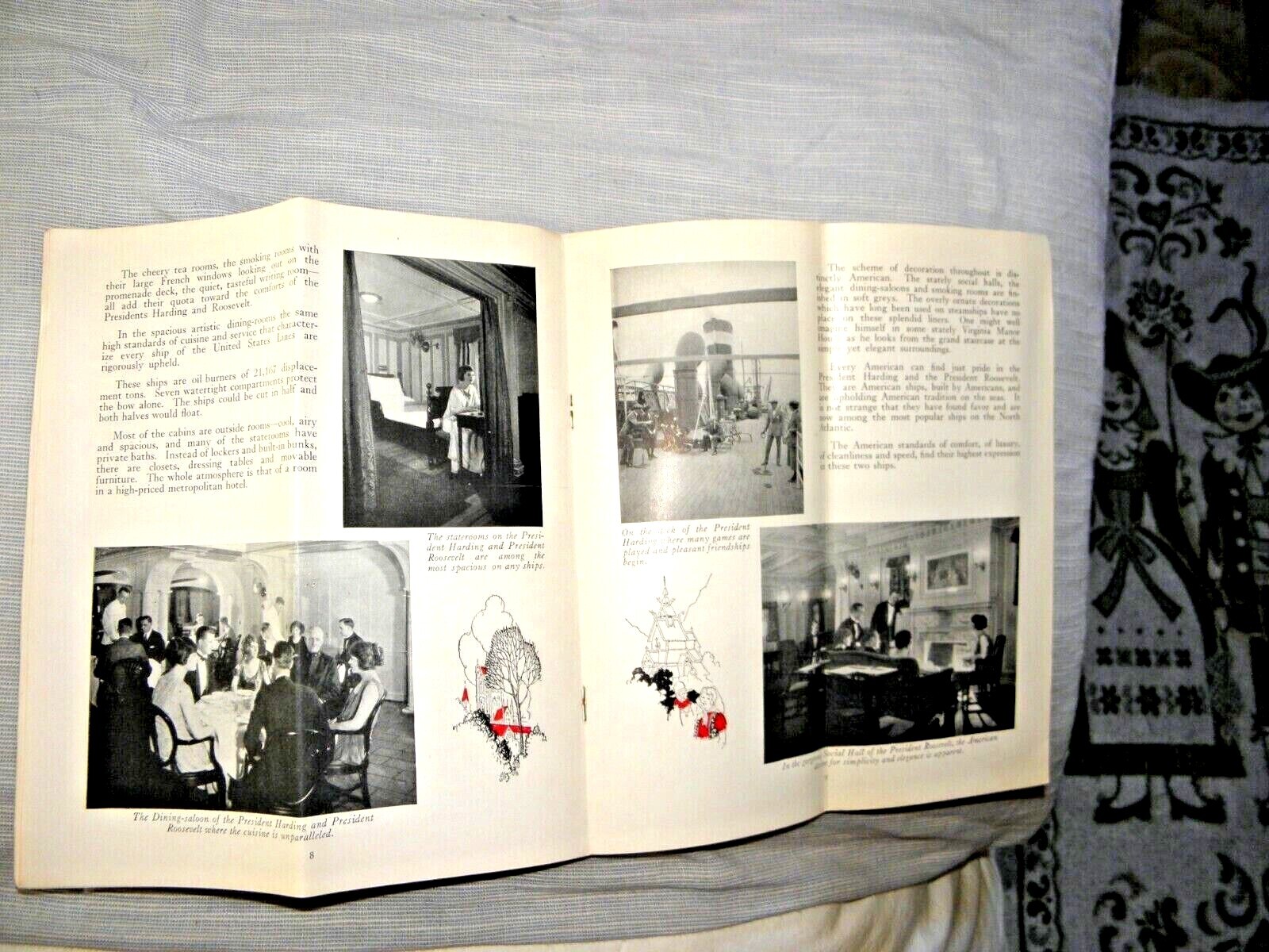 VINTAGE LOVELY PAMPHLETUNITED STATES LINES ALL SHIPS CRUISE ILLUSTRATED 1940’s