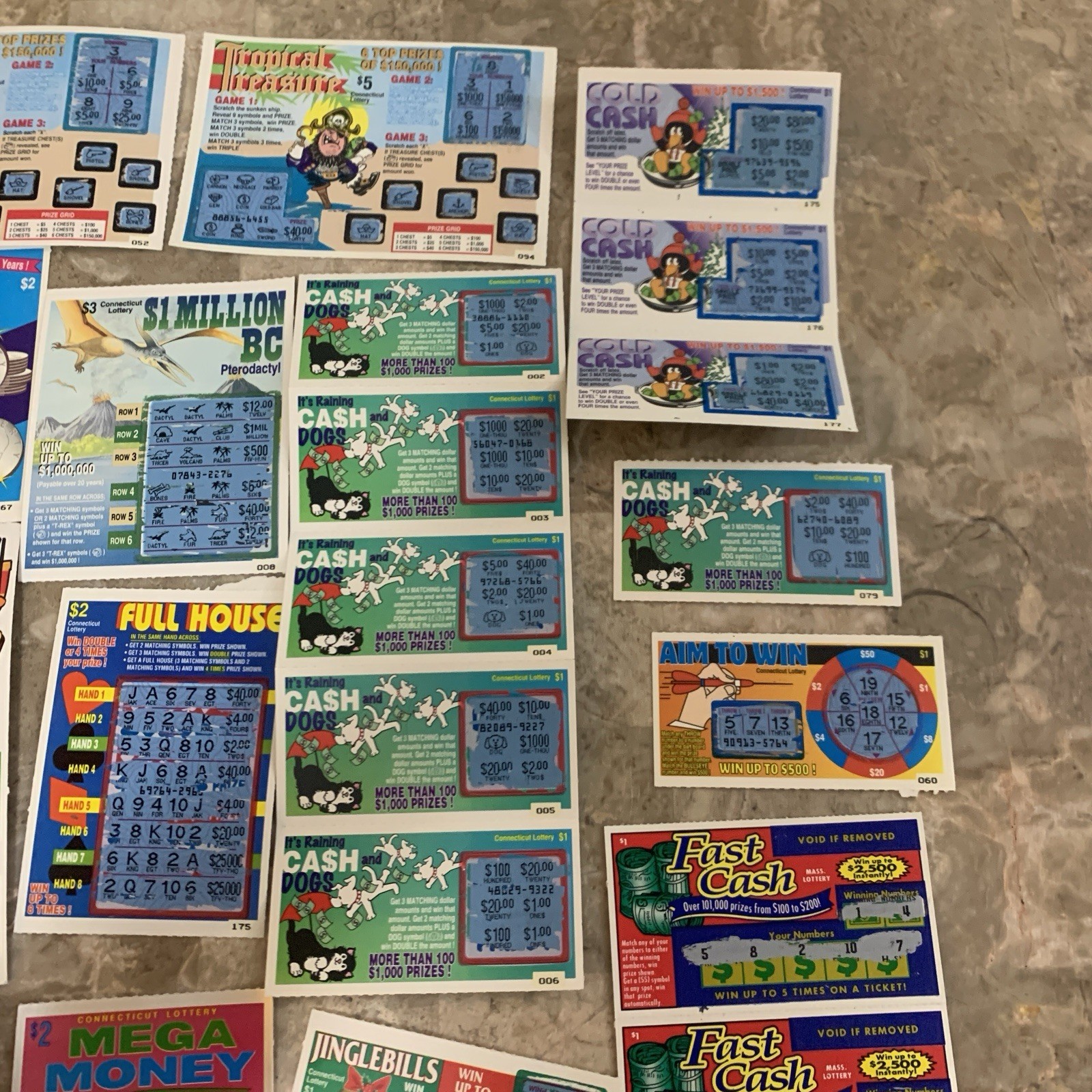 Vintage Connecticut State Lottery Scratch Off Tickets Losing 1990s 1995 1996 CT
