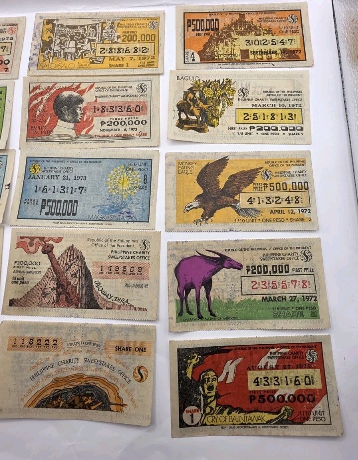 1970s Philippines Paper Collectible Vintage Sweepstakes.Lot Of 15.Original.Used.