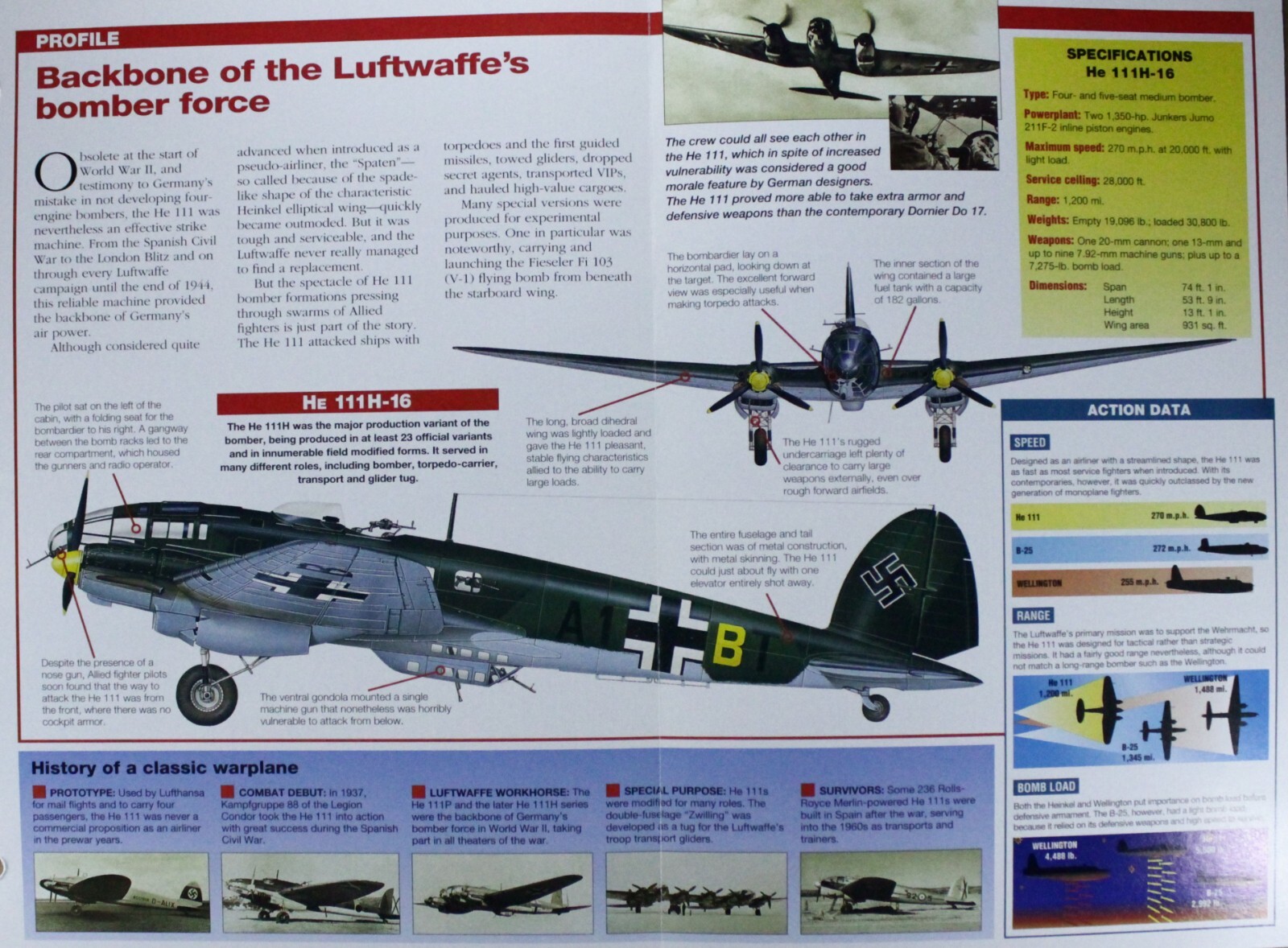Heinkel He Plane Picture Brochure Pamphlet Out of Print Aircraft Spec Sheet