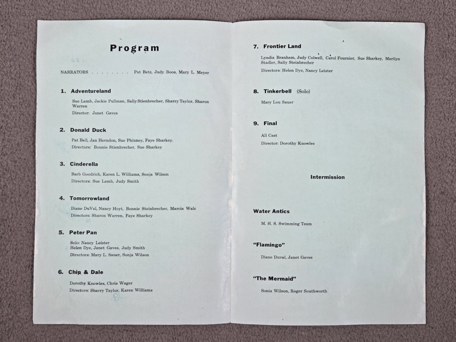 1940’s Monroe Michigan High School Water Wonders Synchronized Swimming Program