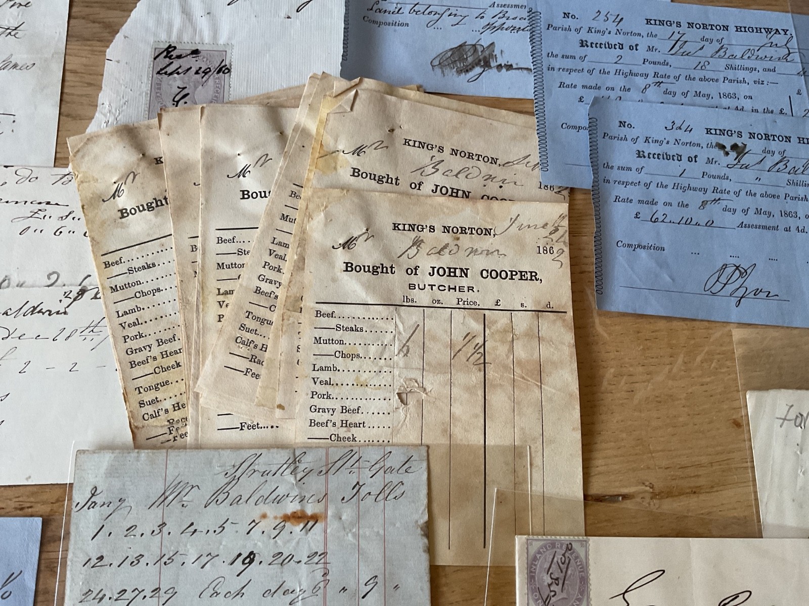 Baldwin British Industry 19th century 50+ receipt items