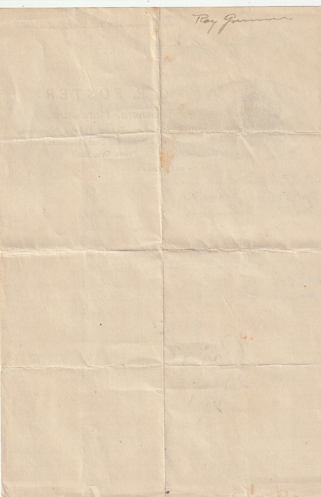 Statement January 25th 1922 CB Foster General Hardware Billhead SP1012