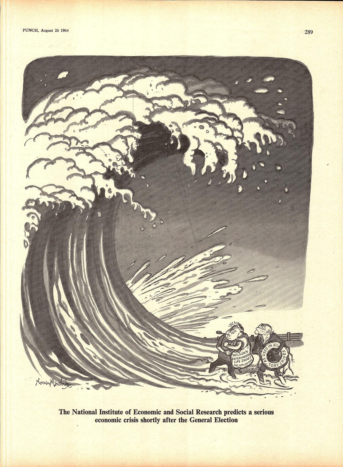 1963 Punch Cartoon Print ‘Economic Crisis Predicted After the General Election’