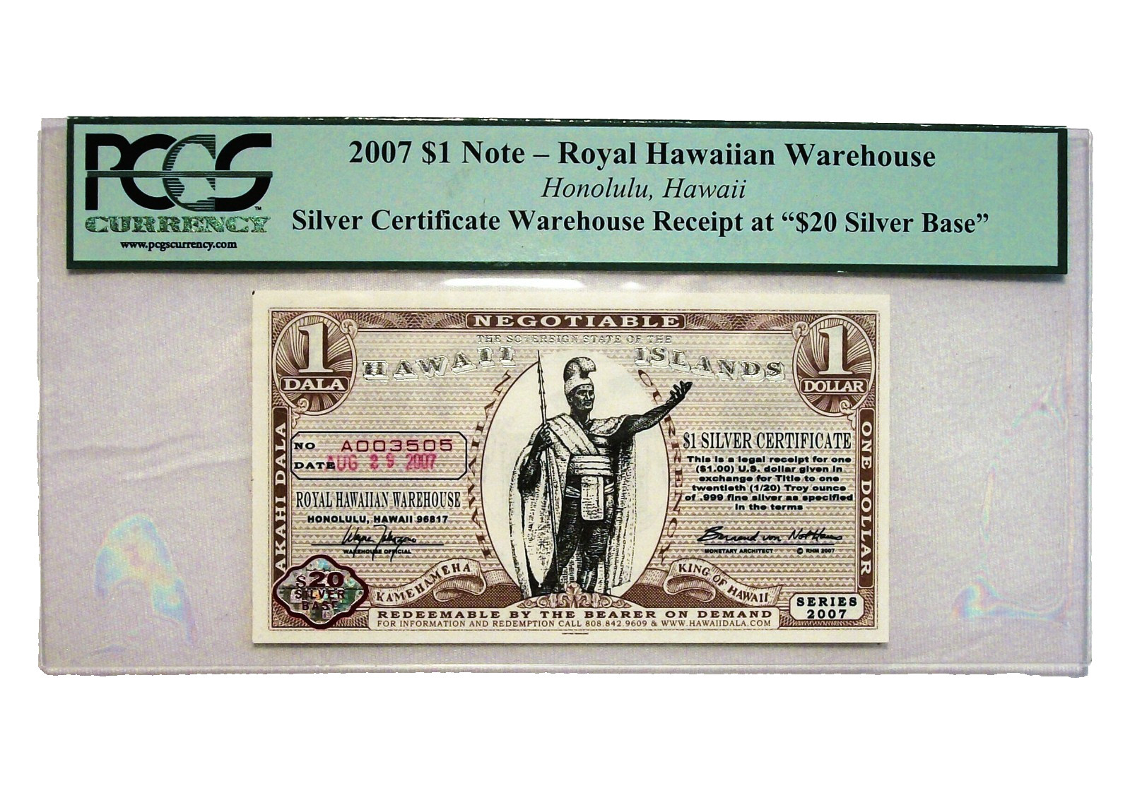 NORFED – 2007 American Liberty Currency – Hawaii Islands $1 Silver Certificate