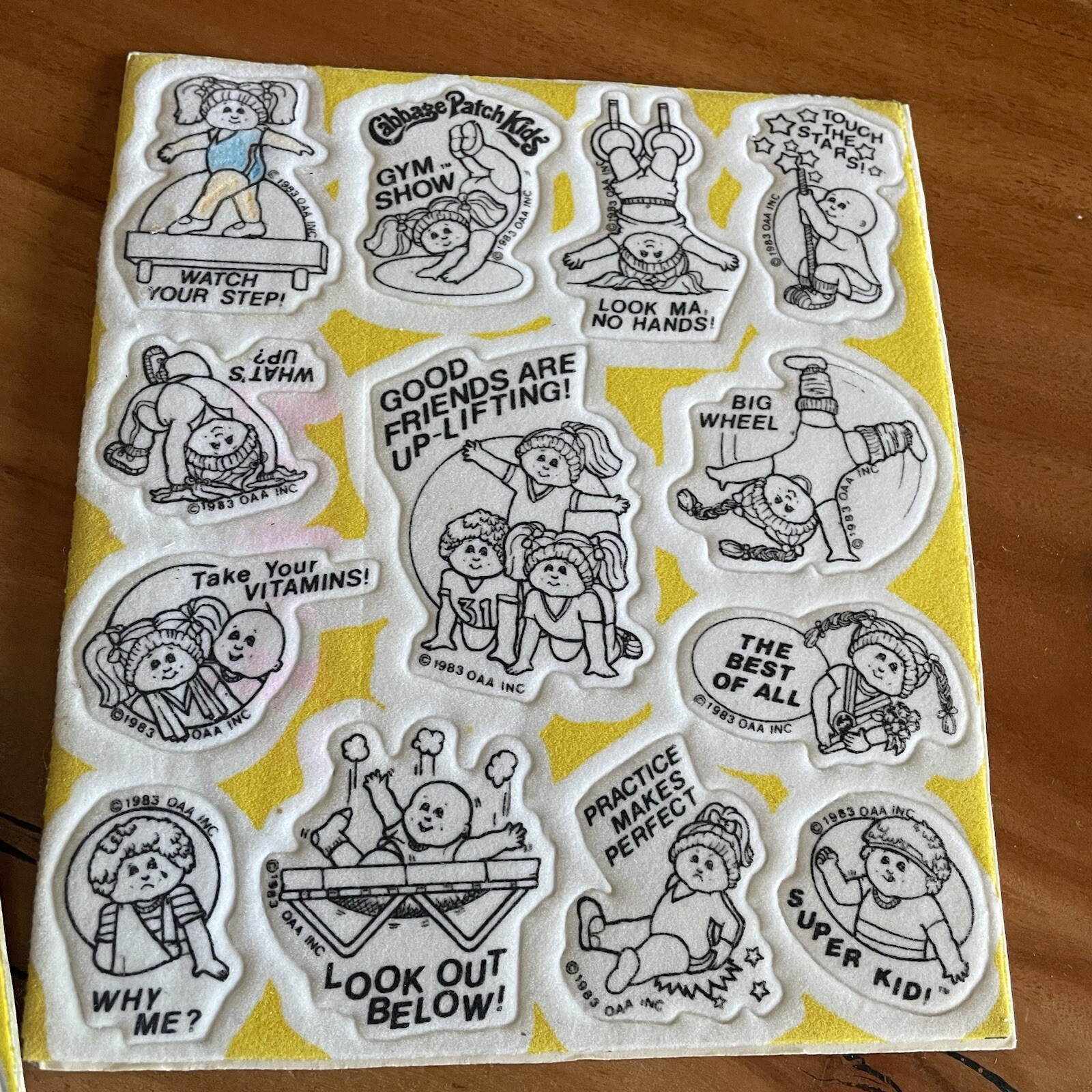 Vtg 80s CPK Cabbage Patch Kids Fuzzy Flocked Coloring Book Puffy Sticker Sheets