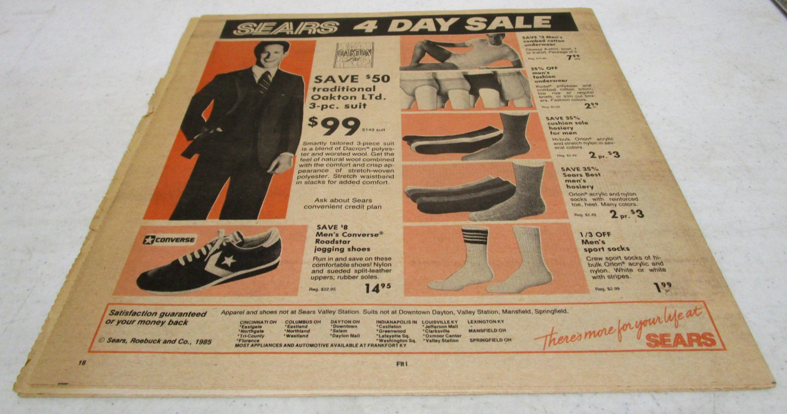1985 VINTAGE 1980’s SEARS STORE ADVERTISING SALES NEWSPAPER CATALOG