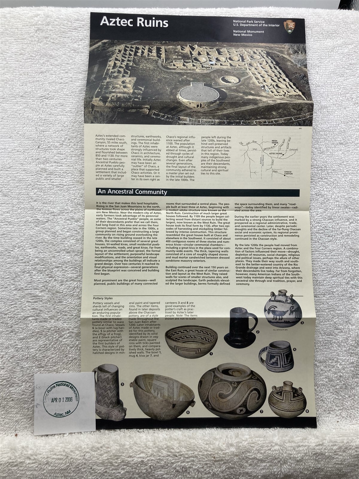 Aztec Ruins National Monument New Mexico National Park Service Brochure Vtg