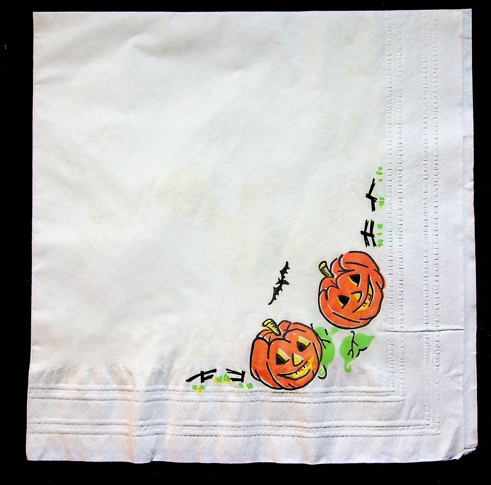 Halloween Paper Napkin Vintage Lot Of 2 Futura Ambassador JOL Black Cat Bat