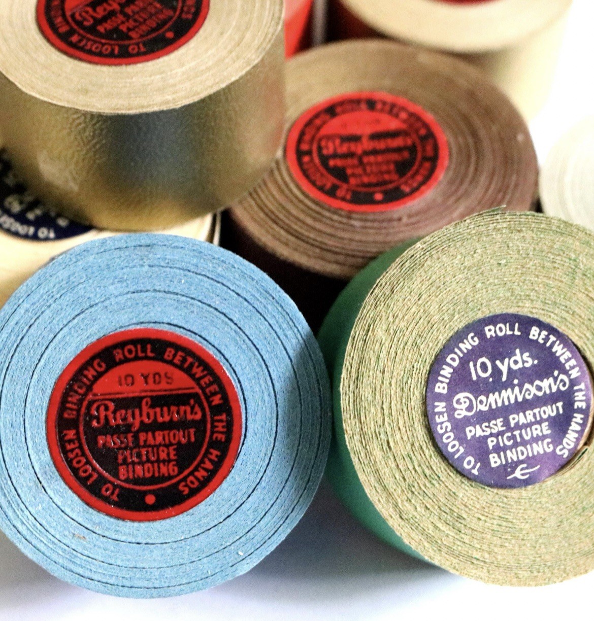 Vintage Reyburn Passe Partout Picture Binding 10 Rolls Original Box Mixed Colors