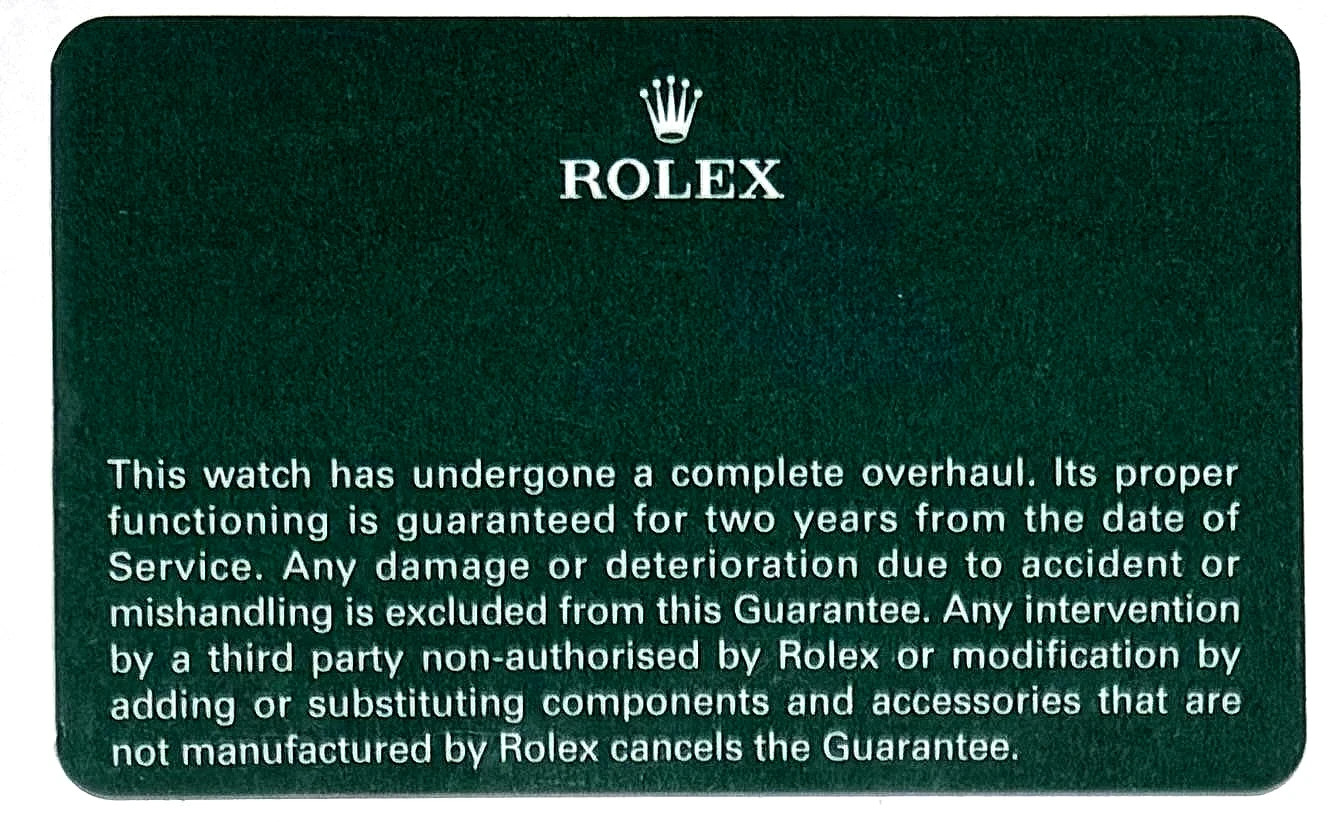 Rolex Submariner 16803 Green International Service Warranty Certificate Cert