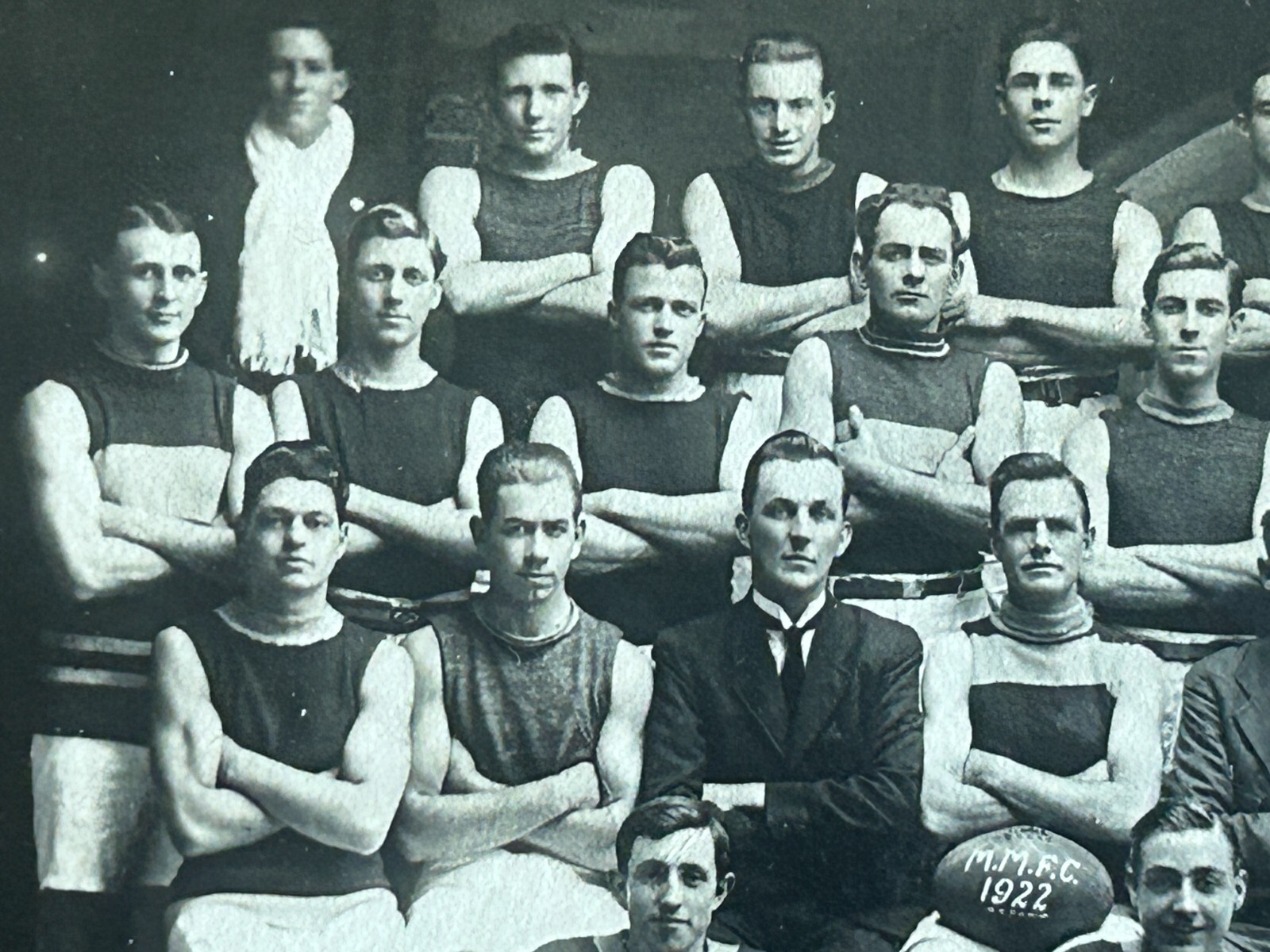 MMFC 1922 Football Club Photo B + W Adelaide Australia Photograph 3 x 4-5/8 Vtg