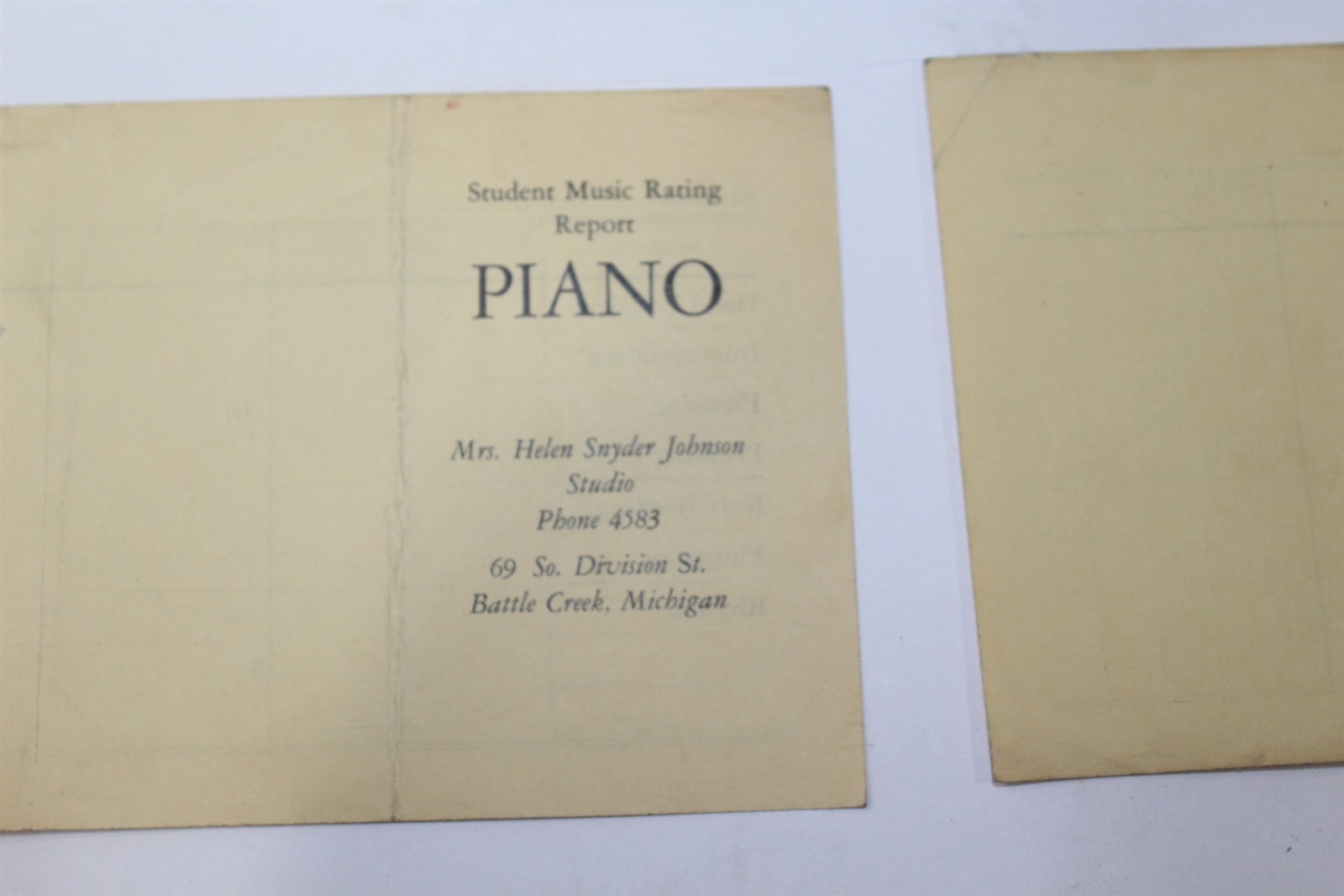 Vintage Collectible High School Notebook Piano Notes with Report Cards