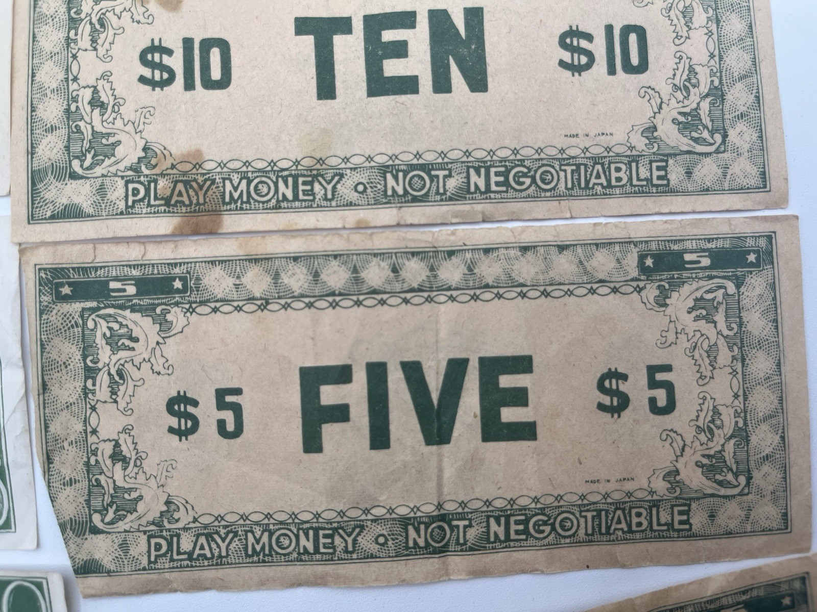 Vintage 1950s 1960s Play Money Stack Of Bills Tracies Inc Hunky Dory & Unmarked