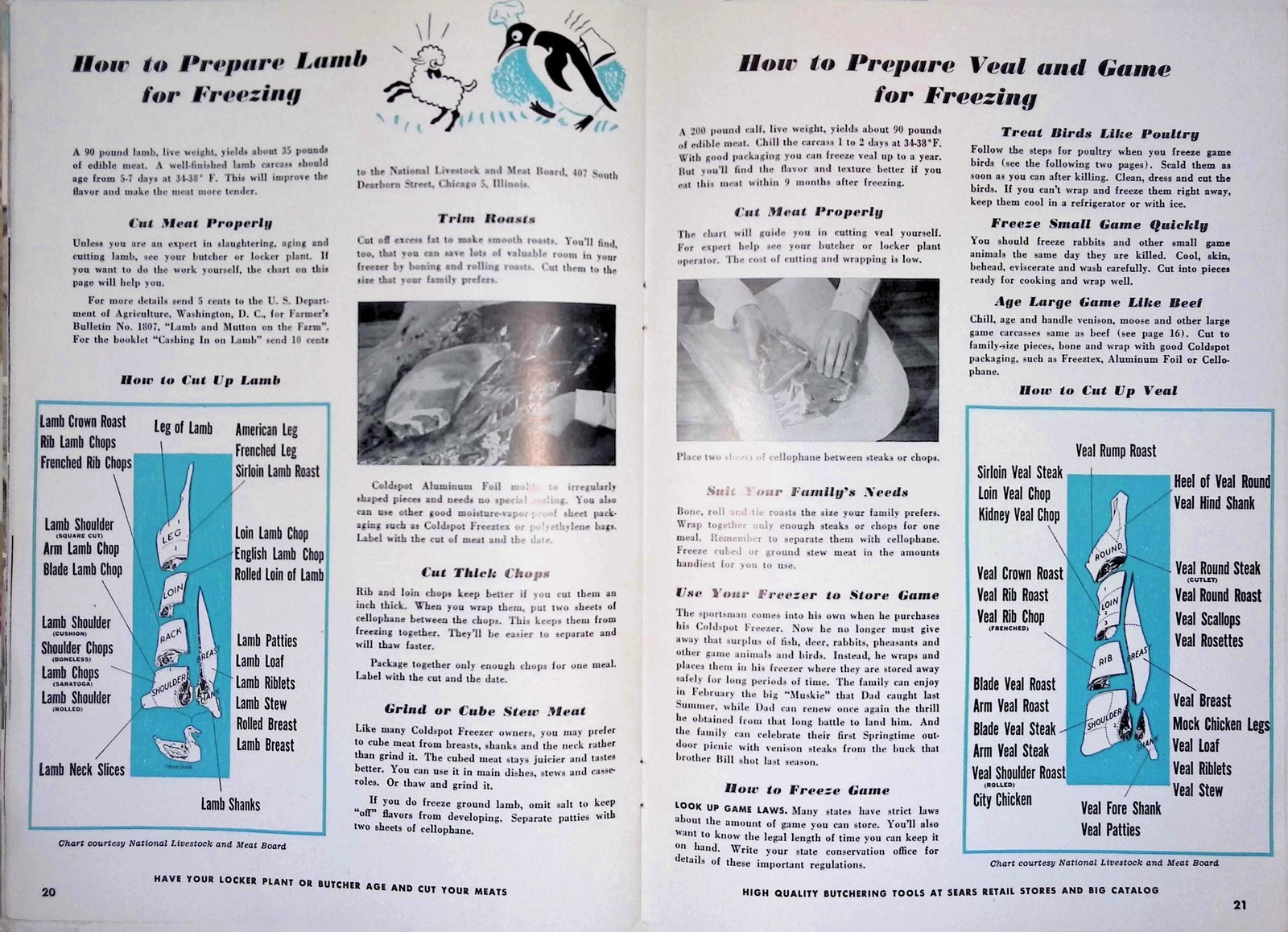 Coldspot Freezer Instruction Booklet 1950s Sears Roebuck Holiday Menu Guide