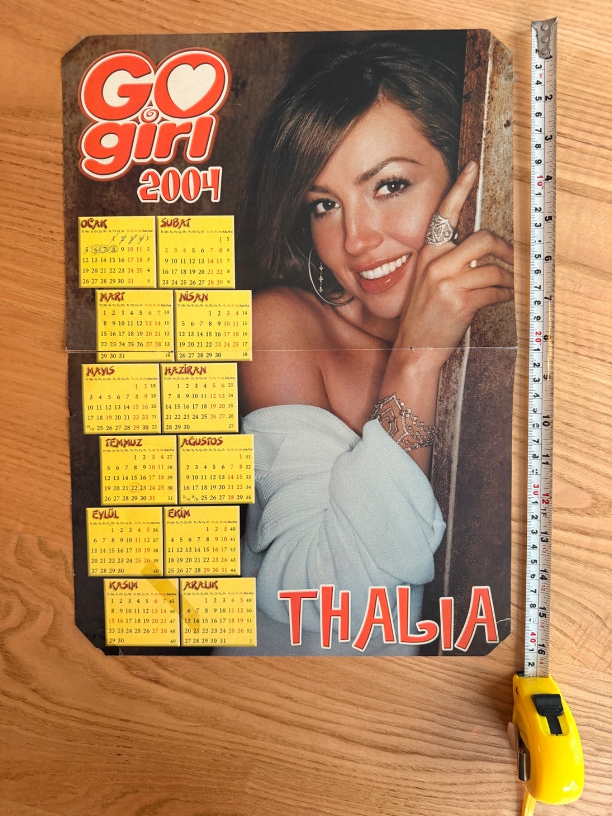Rare Thalia Go Girl 2004 Turkish Calendar Poster Vintage Magazine Insert XXL