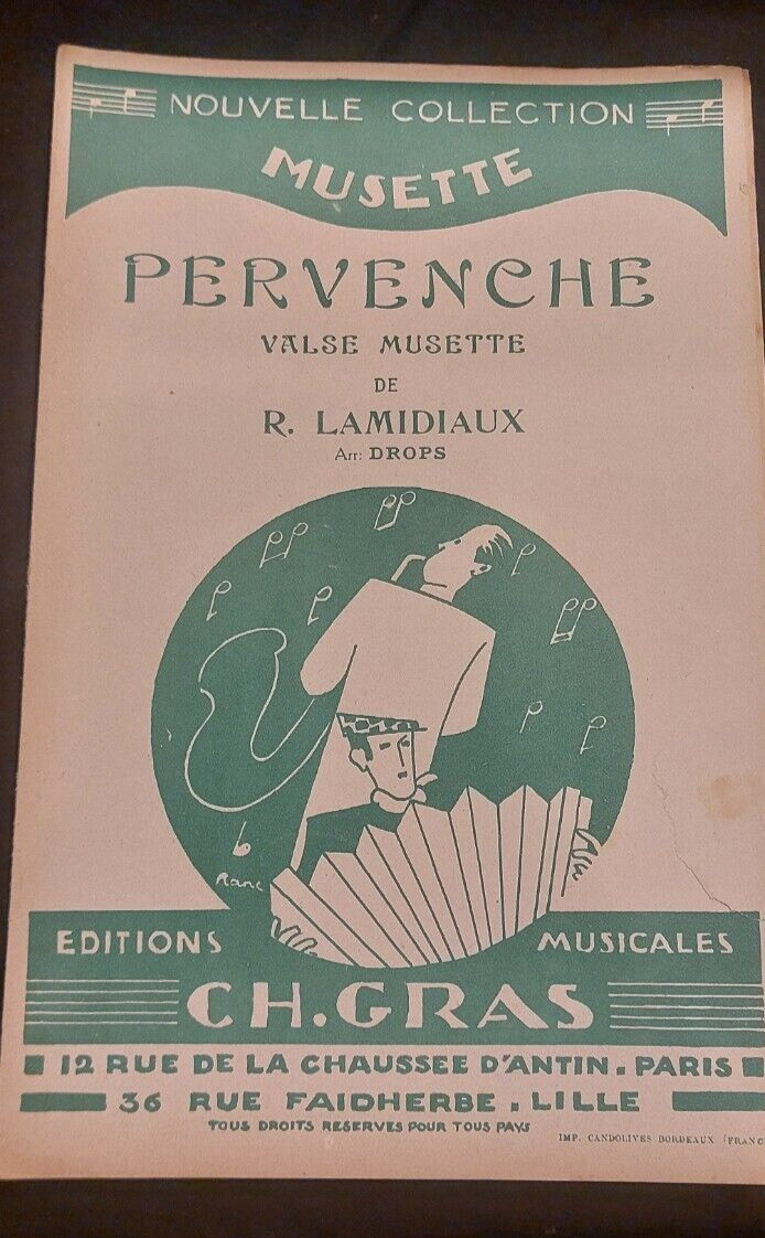 Pervenche Partition Valse Musette Lamidiaux Sheet Music