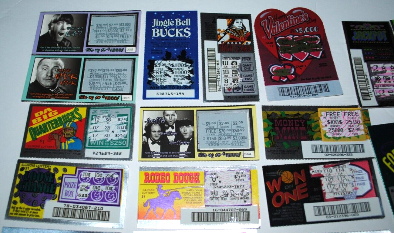 LOT OF 24 NON-WINNING NO CASH VALUE ILLINOIS LOTTERY SCRATCHER TICKETS
