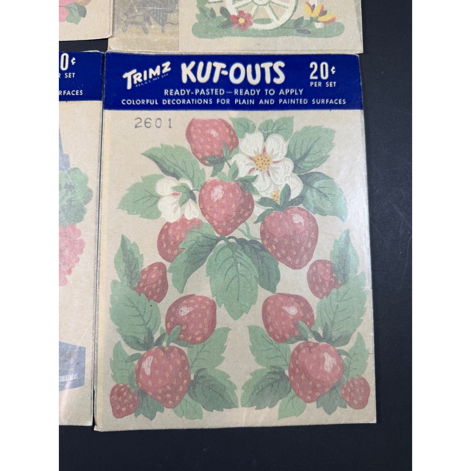 VTG Trimz Kut-Outs Decals Lot of 4 Multicolor Floral Strawberry Retro Crafts