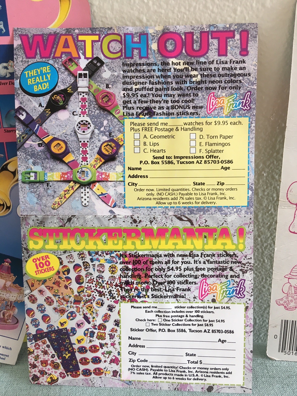 Vintage Back Cards Toy Ads Dream Bear Pamphlet Lisa Frank Carousel Horse 80s 90s