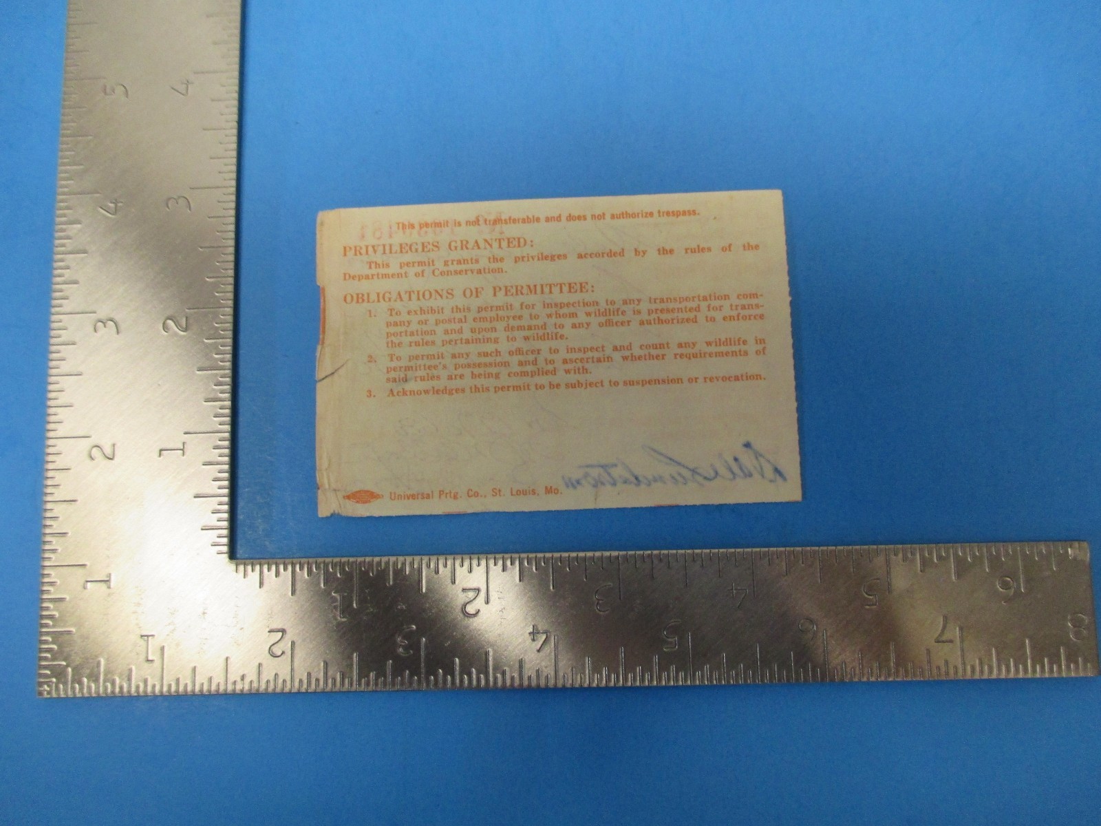 Vintage 1970 Missouri Non-Resident Small Game Hunting Permit D. Lundstrom S1721