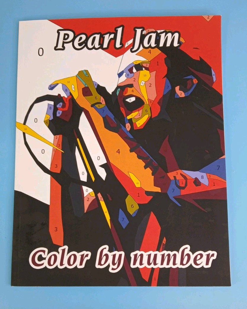 Rare Pearl Jam – Color by Number Adult Coloring Book for Color Pencils UNUSED