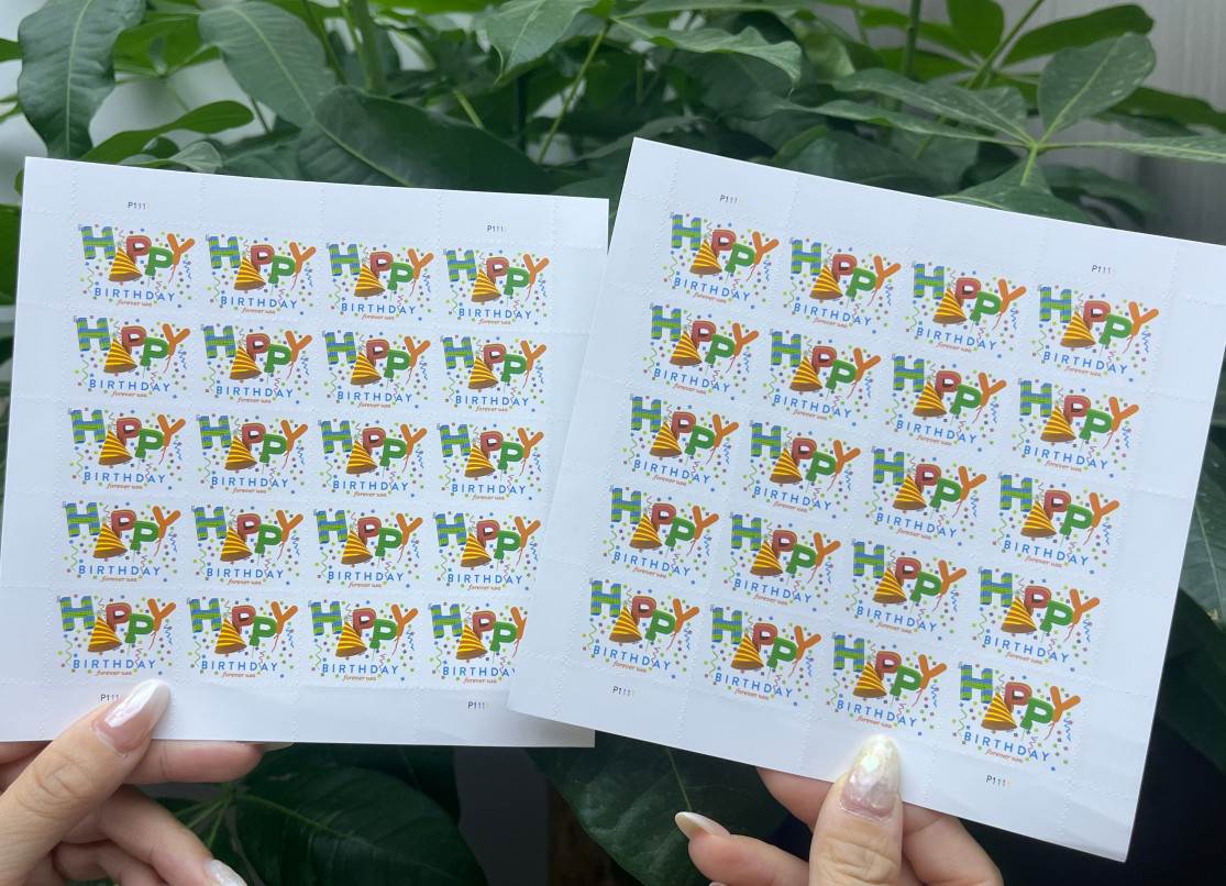 100 TOTAL 2021 USPS 5 SHEETS OF 20 FIRST CLASS LETTER STAMPS HAPPY BIRTHDAY