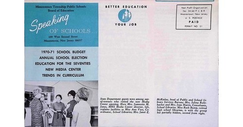 Moorestown NJ Schools Newsletter Feb 1970 Budget Election Data Burlington Co.