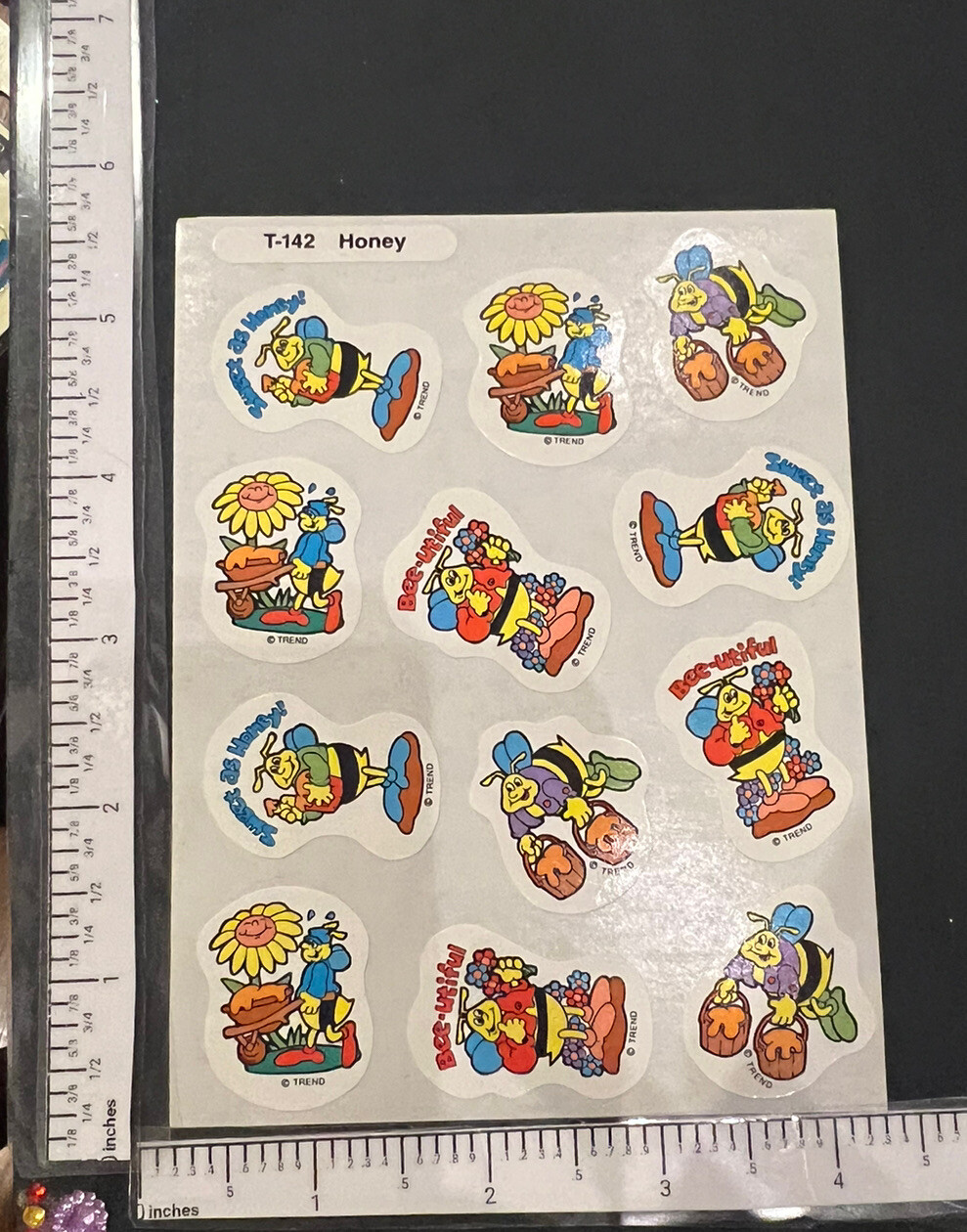 Vintage TREND Scratch & Sniff Stinky Sticker Sheet Die Cut HONEY BEE Scent HTF