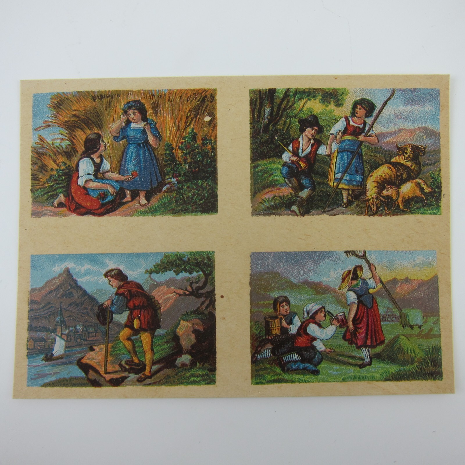 Antique Lithograph Print Samples Lot Mini Landscapes Towns Villages People RARE