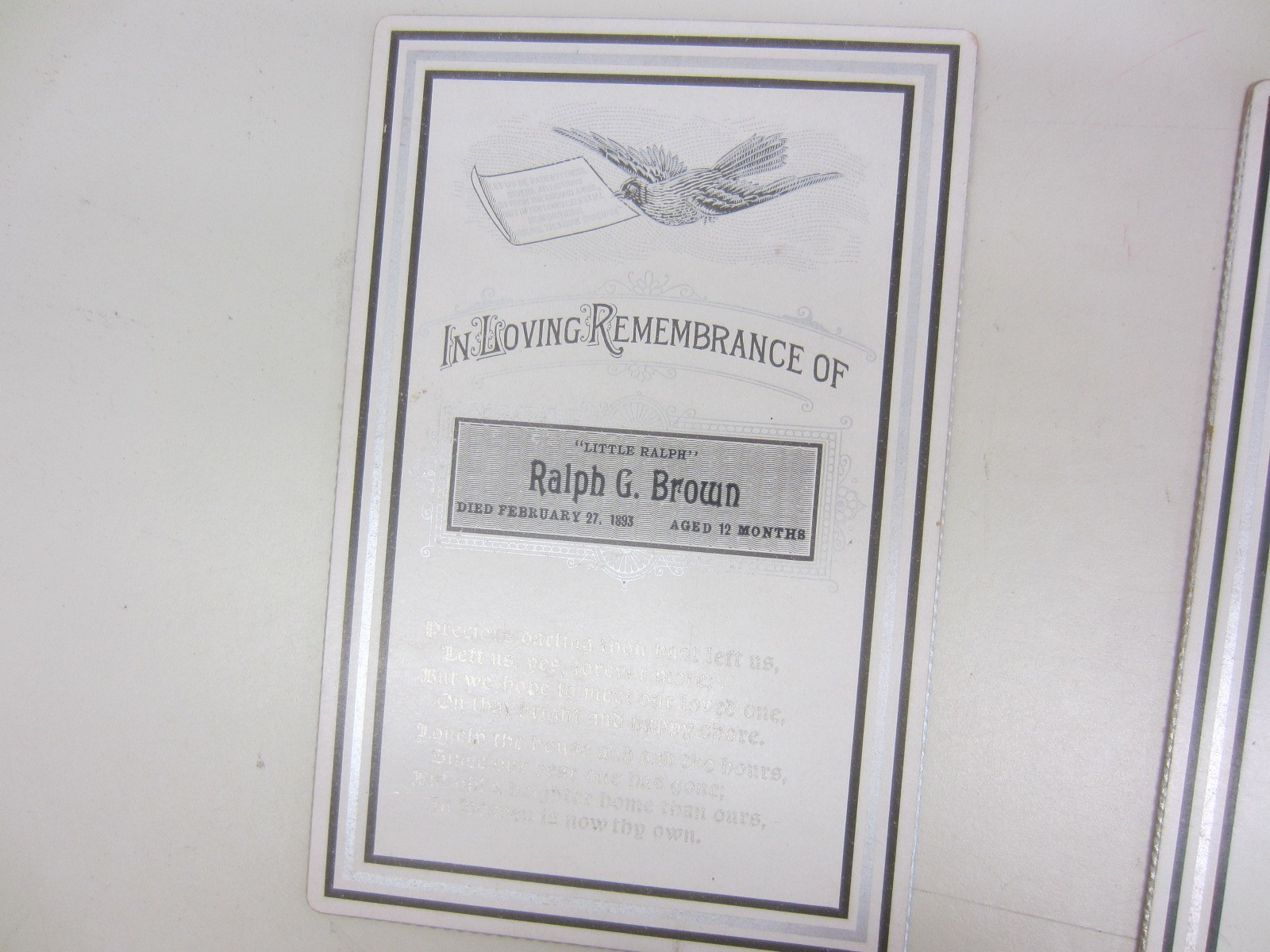 Memorial Cabinet Card Lot, In Loving Memory BROWN Ralph,Little Thomas,Franklin