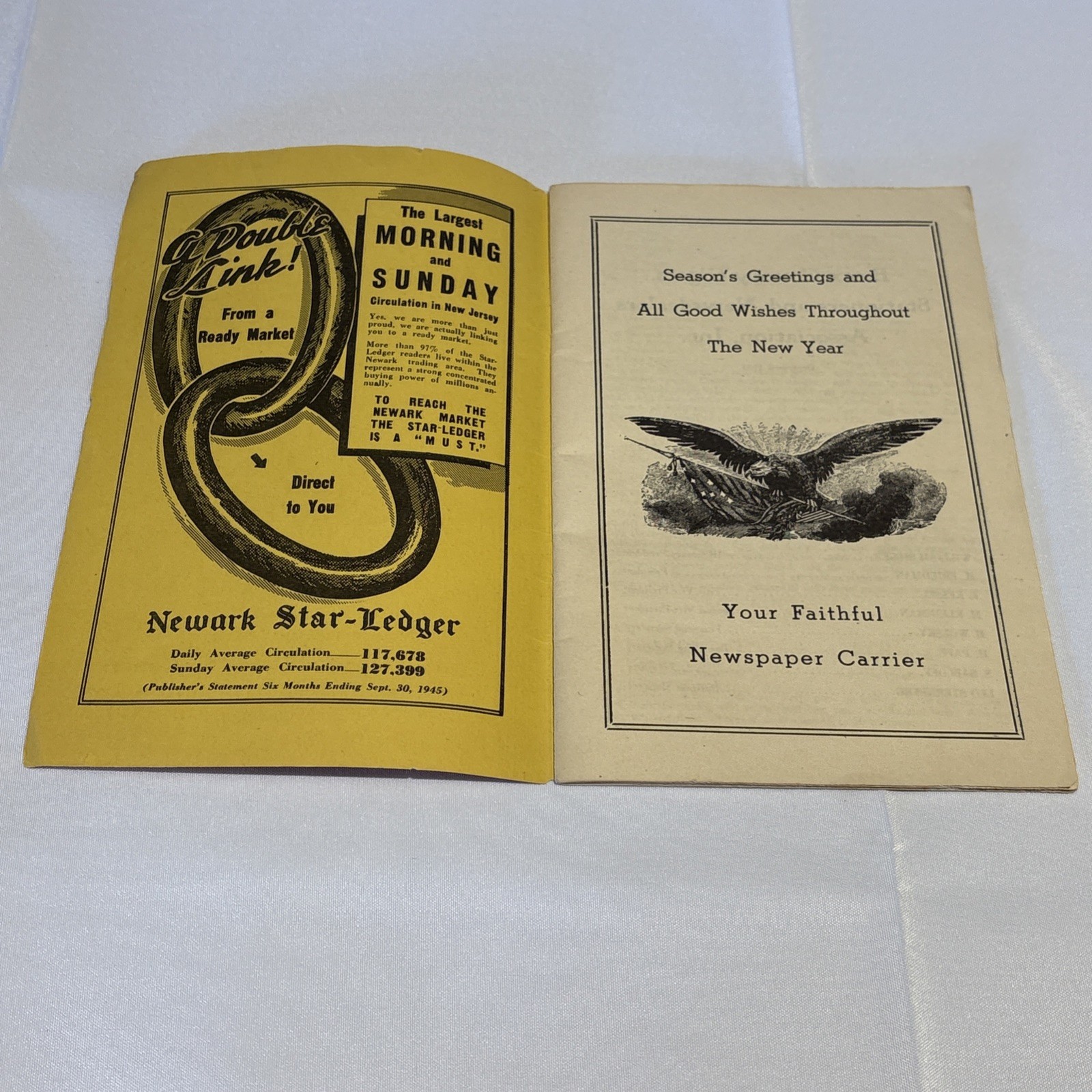 1946 Newspaper Carrier’s Yearbook Essex County Newsdealers Association Newark NJ