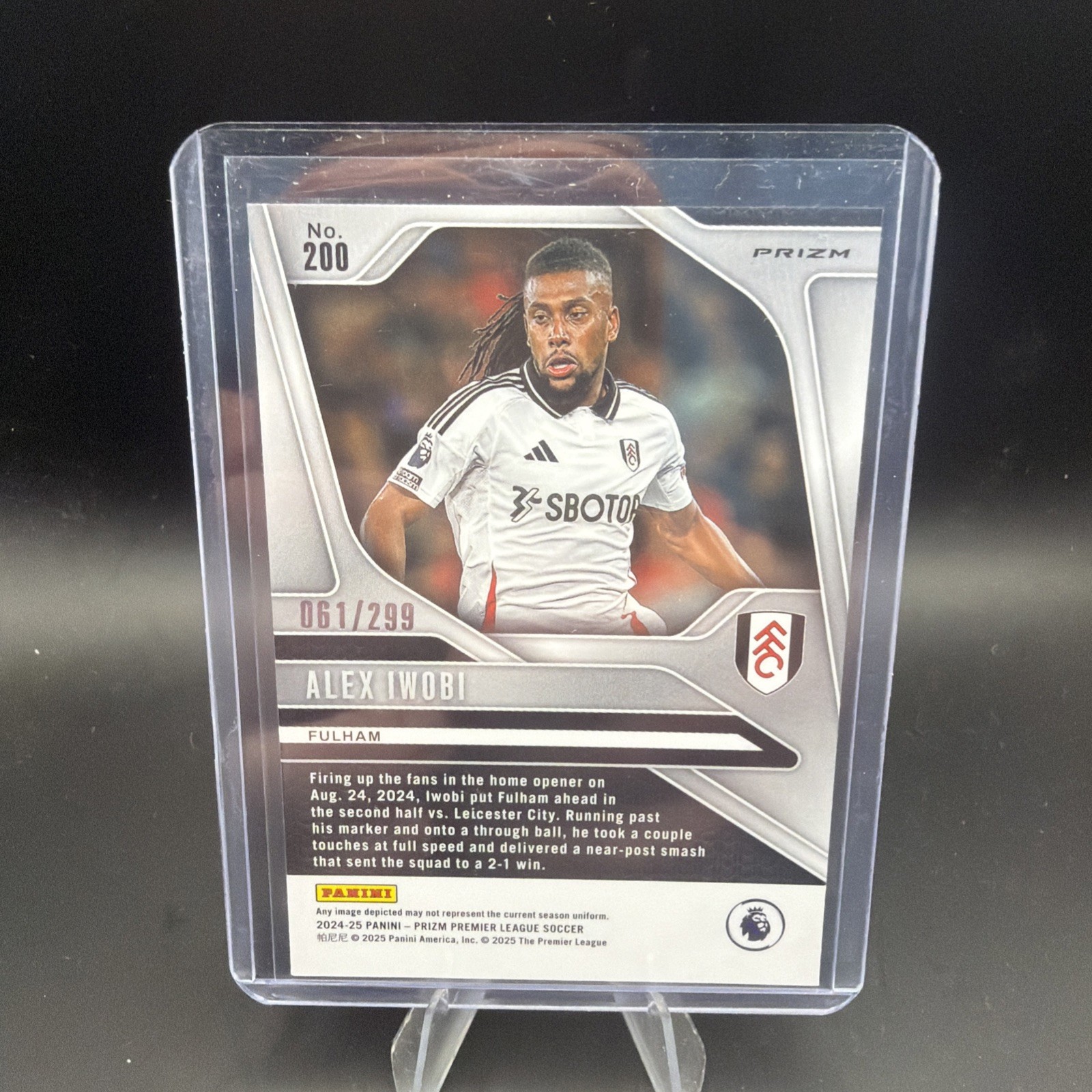 Panini 2024-25 Prizm Premier League No. 200 Alex Iwobi Blue Prizm /299