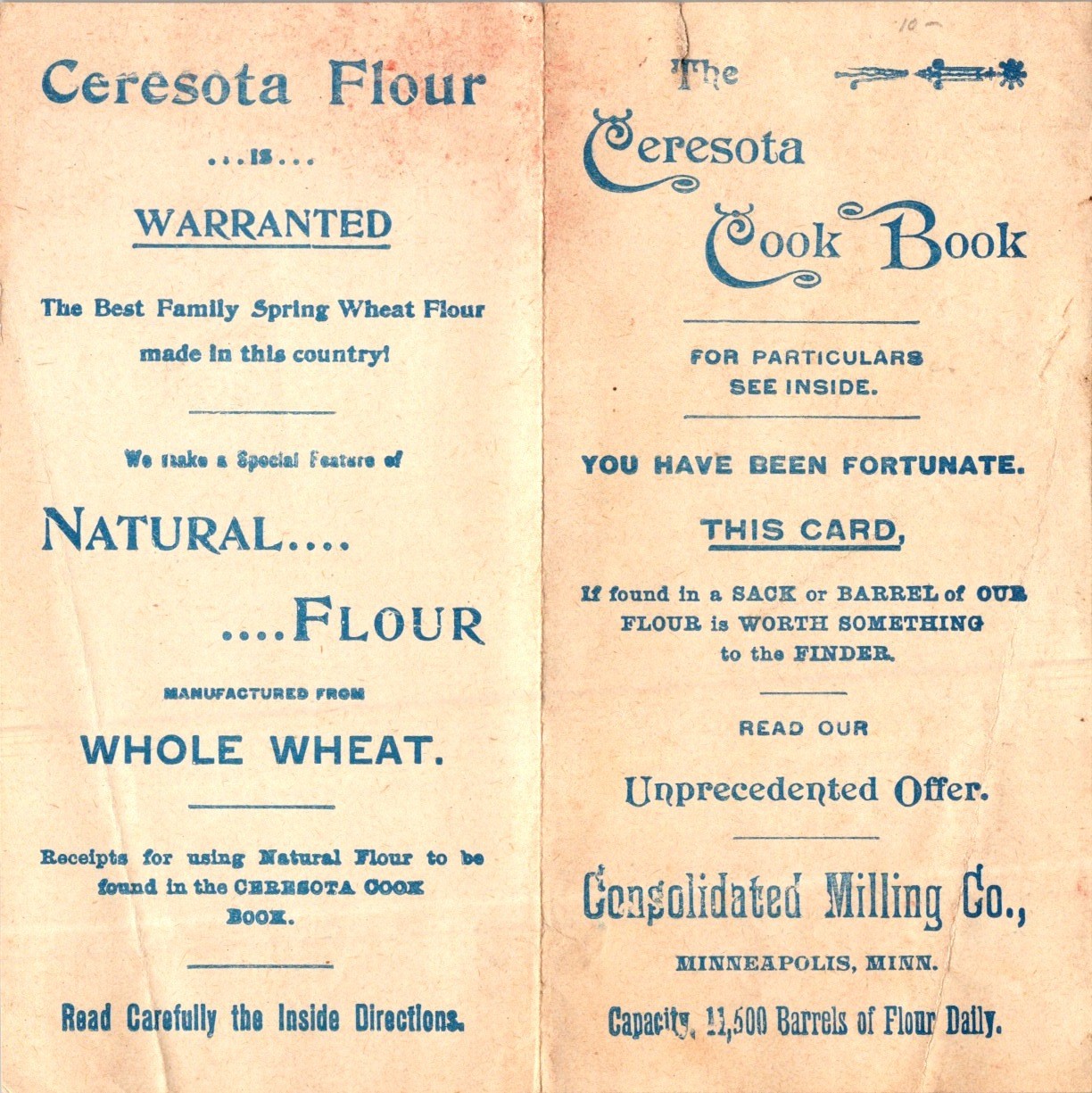 Ceresota Flour Promo Cover c1910 Minneapolis MN Antique Cook Book