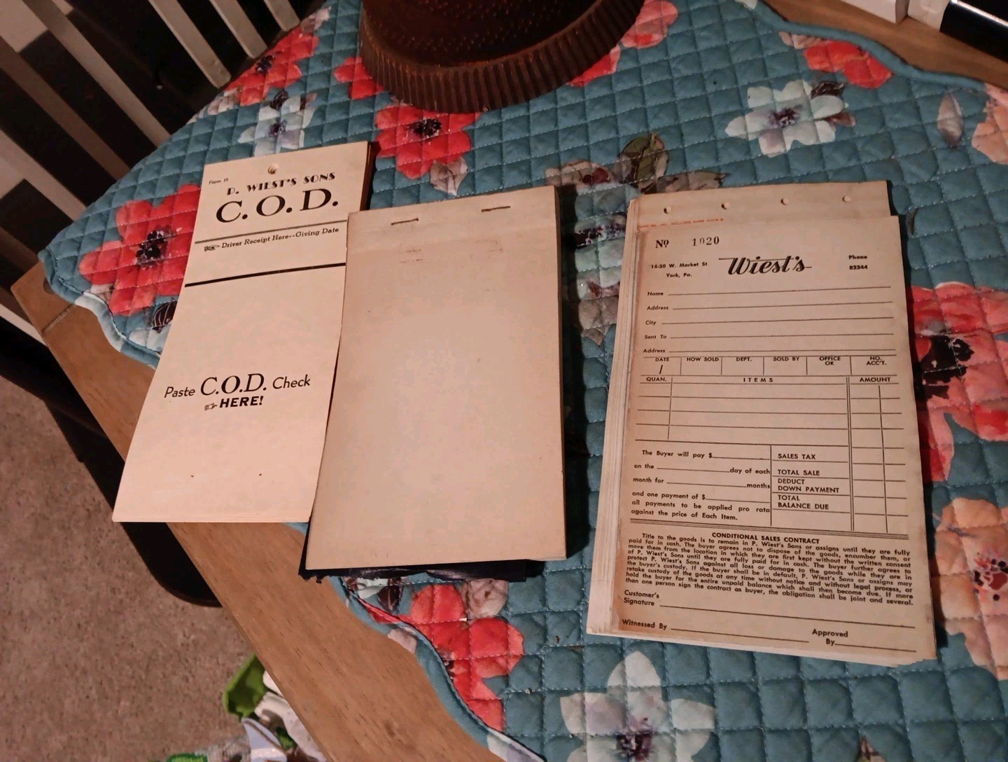 VINTAGE LOT OF WIEST’S SONS YORK PA RECEIPTS STORE GENERAL ADVERTISING