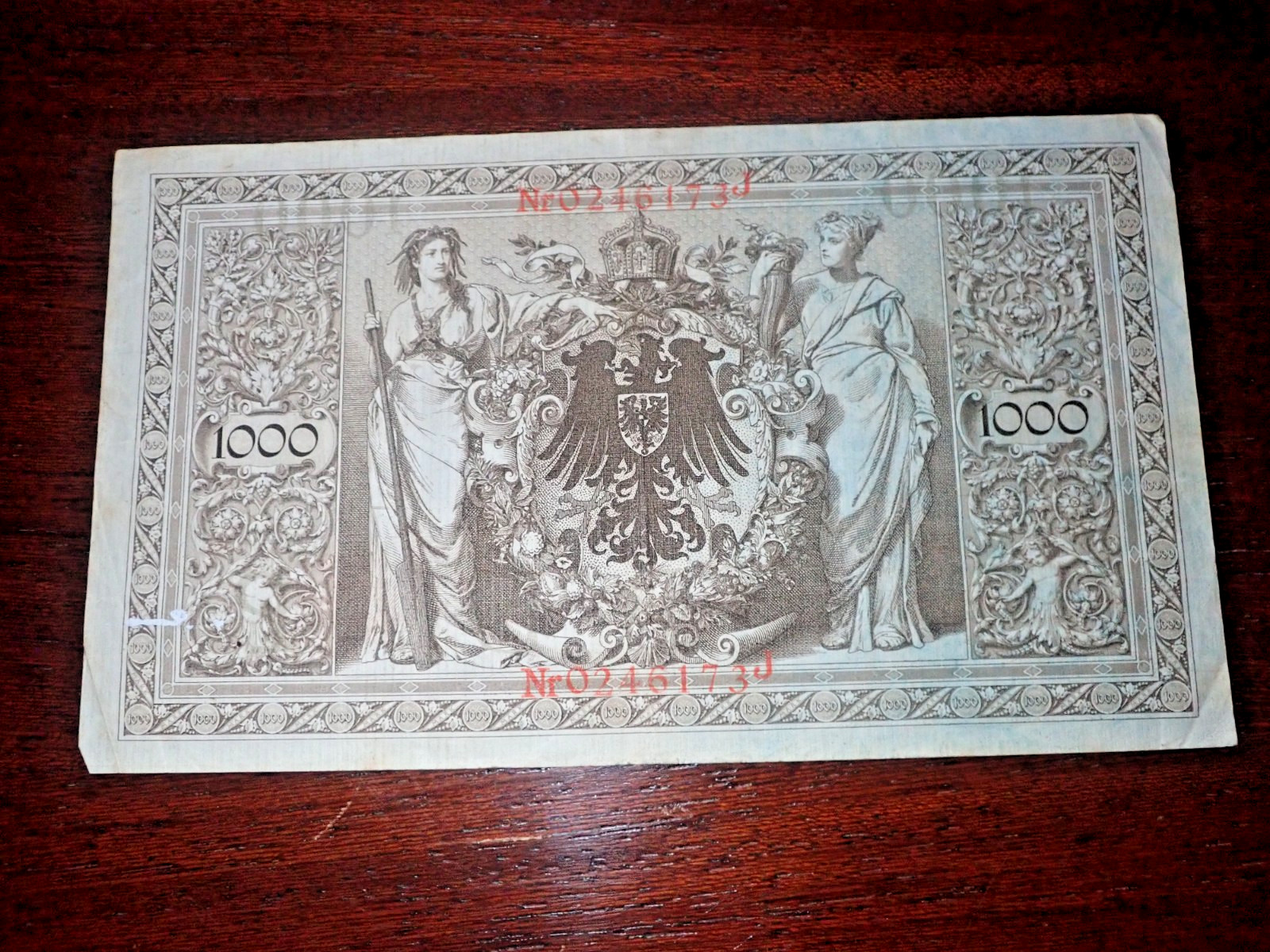 Antique German Bank Note 1910 Reichsbanknote 1000 Mark