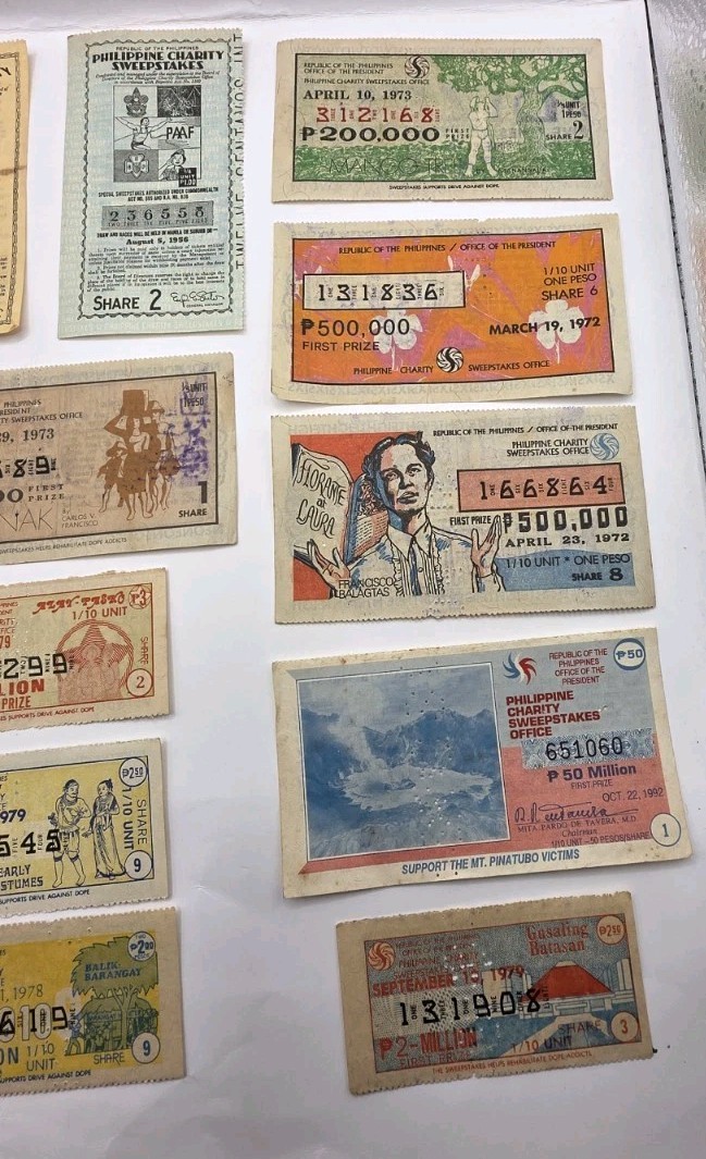 1950s-1990s Philippines Paper Collectible Vintage Sweepstakes.Lot Of 16.Used.