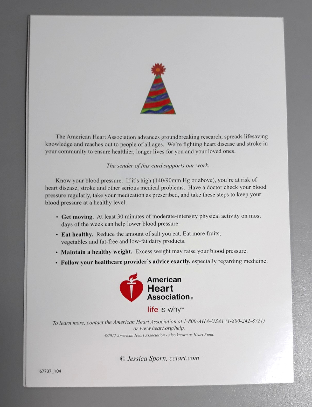 American Heart Association Birthday Card Jessica Sporn Sparkle Design Unused