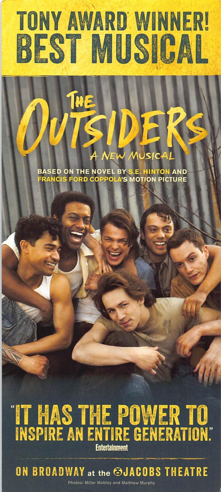 The Outsiders the Musical Ad Flyer Broadway New York City Brody Grant