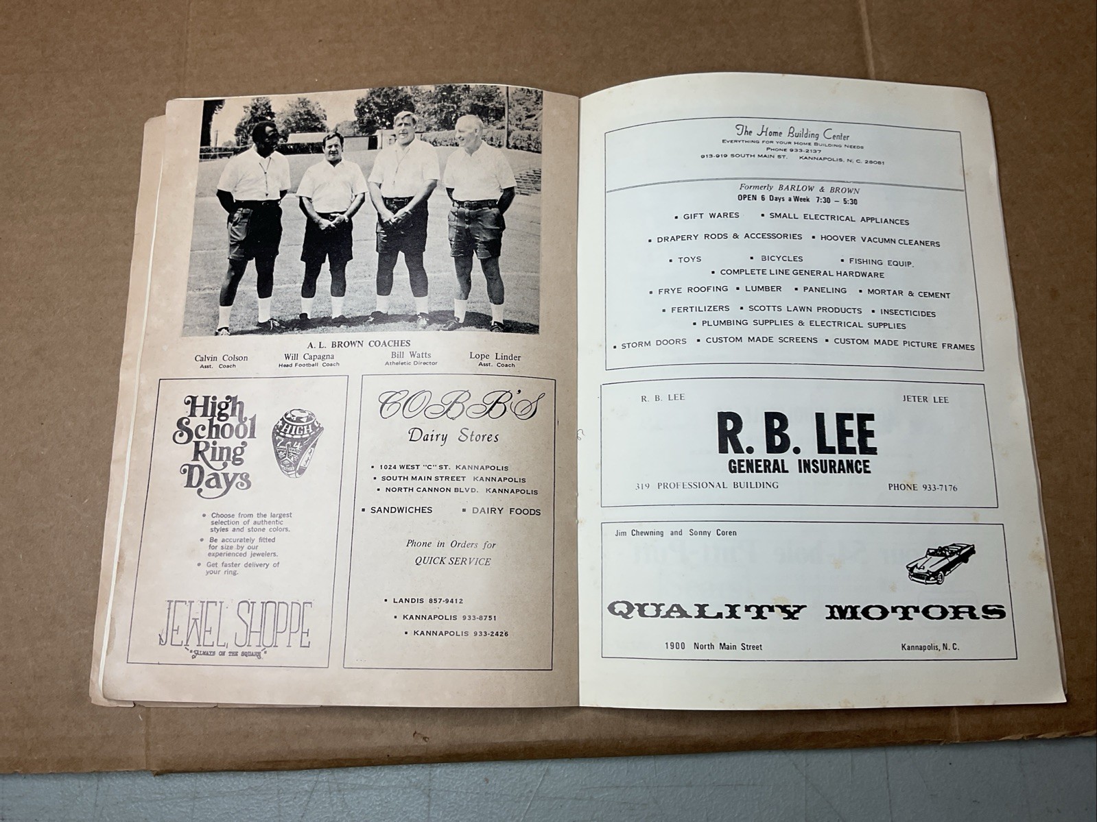 21 Sep 1974 Football Program Kannapolis Vs Lexington High School Nc B69
