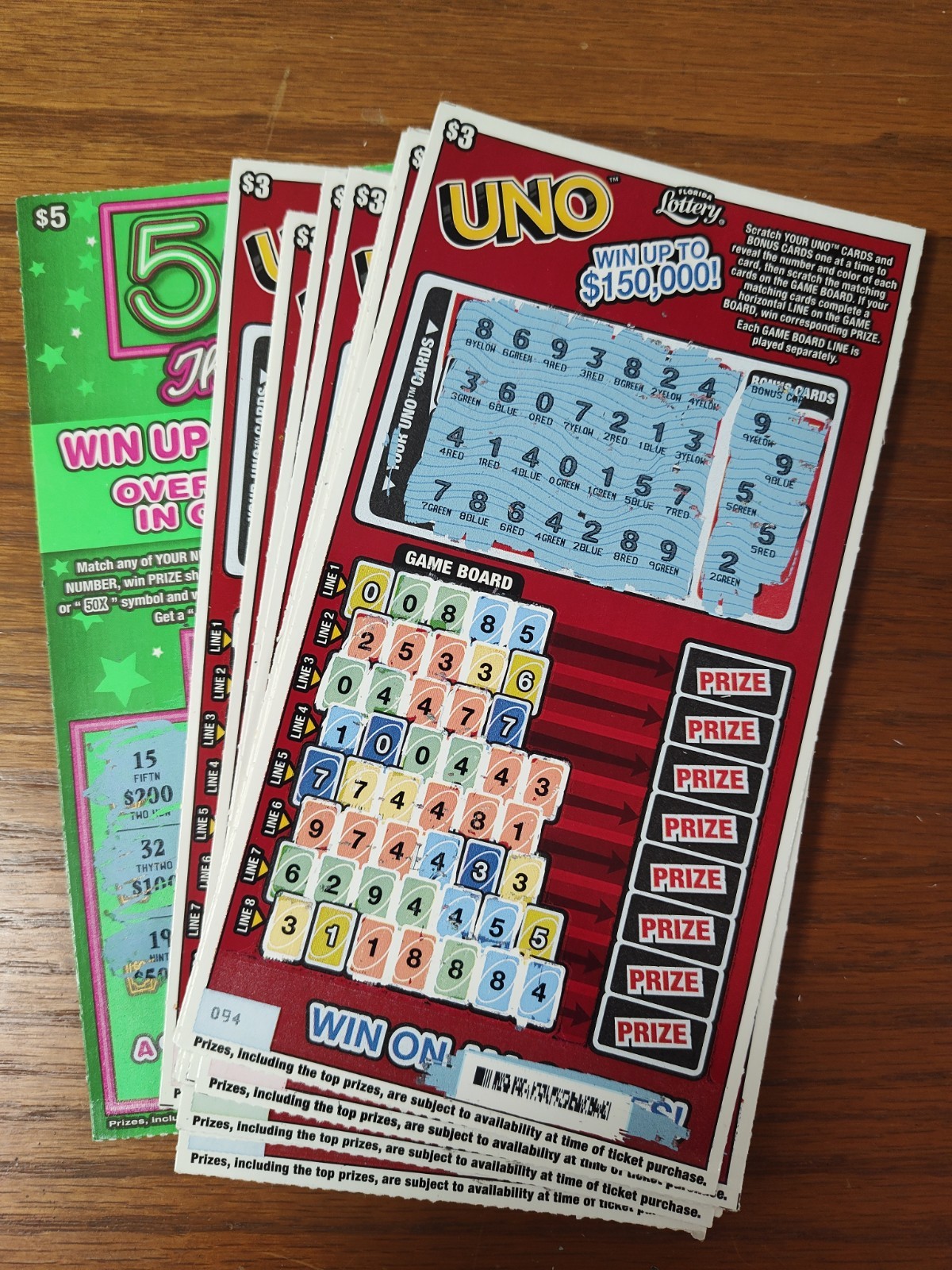 2025 Florida Lottery Tickets USED NON WINNING Scratch $100 Face Value Powerball