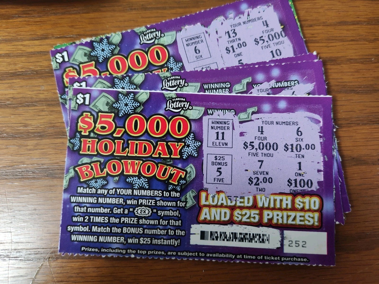 2025 Florida Lottery Tickets USED NON WINNING Scratch $100 Face Value Powerball