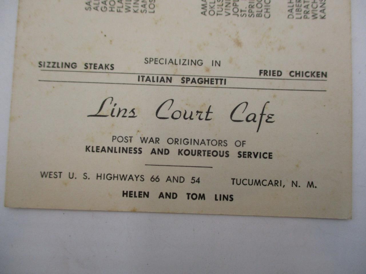 Vtg RARE Lins Court Cafe Post War Service Tucumcari NM New Mexico Blarney Stone