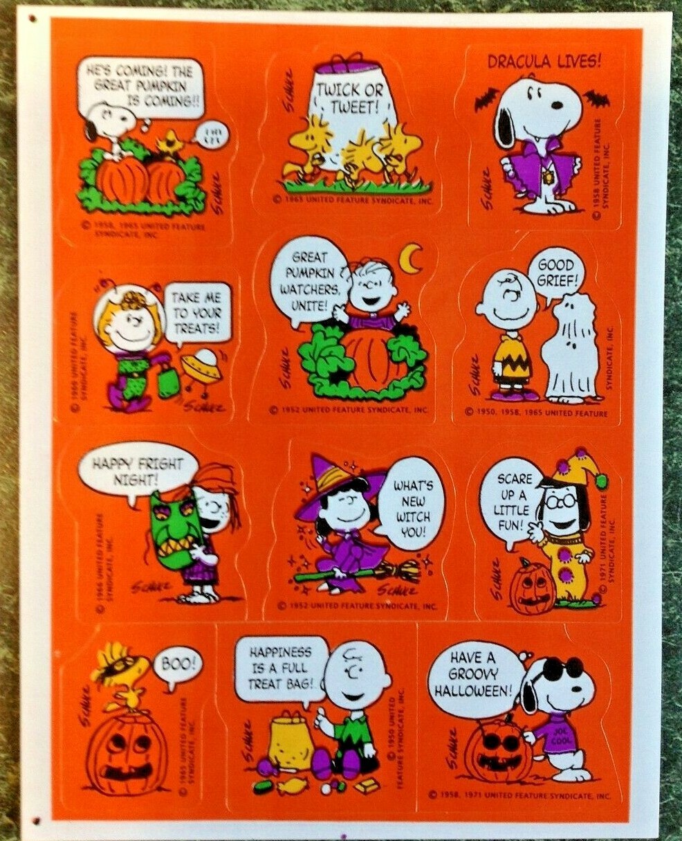 VTG 80s Hallmark HALLOWEEN Stickers PEANUTS Snoopy GREAT PUMPKIN CHARLIE BROWN