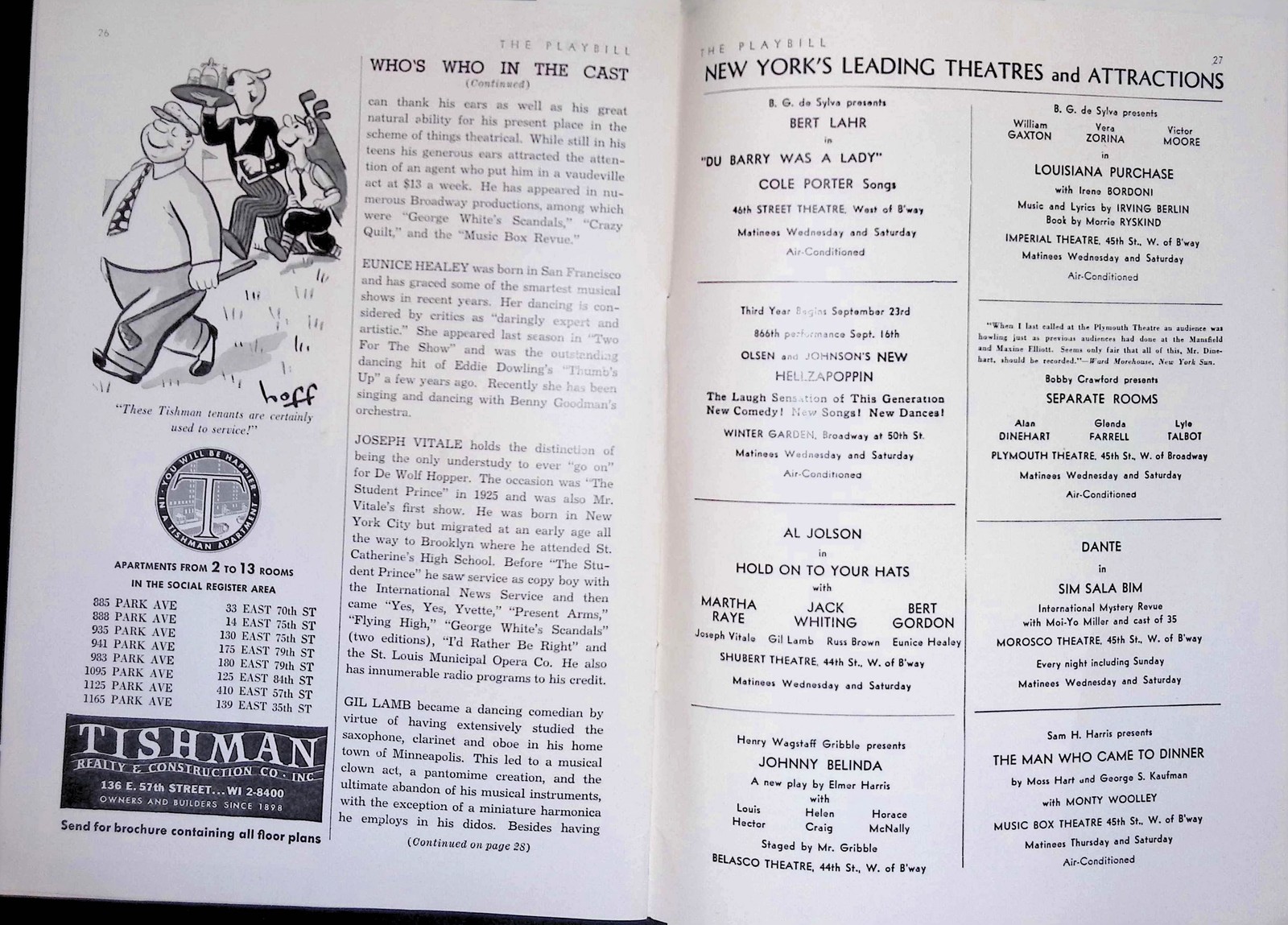 1940s Playbill Sam S Shubert Theatre Broadway NYC Ethel Merman Bob Hope
